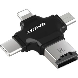4-in-1 kaartlezer On-The-Go - micro USB - Apple 8-Pin Lightning - micro SD - XXL Mobile