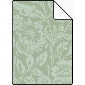Proefstaal ESTAhome behang vintage bloemen vergrijsd mintgroen - 26,5 x 21 cm - 139428-S