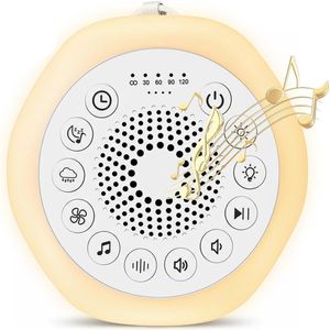 White Noise Machine - Wit Geluid voor Baby, Draagbaar met 27 Kalmerende Geluiden, Nachtlampje en Timerfunctie, Draadloos Apparaat voor Volwassenen en Baby's