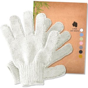 Polka Home, Exfoliating Wash Handschoenen, Bamboe Exfoliator Mitt, Bad/Douche Scrub, Body Exfoliation Hand Mitten, Beauty Scrubs/Loofah, Ingrown Hair/Dead Skin Remover, Scratching Eco Microfibre, Natural