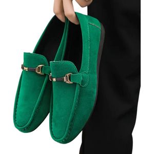 Livano Loafers Heren - Met Hak - Herenschoenen - Instappers - Groen - Maat 40