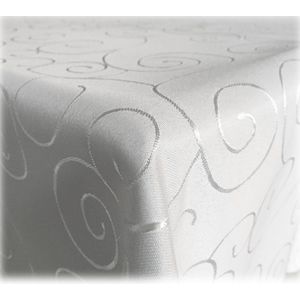 JEMIDI Tafelkleed ornamenten zijdeglans edele tafelhoes tafelkleed - Wit - Vorm Oval - Maat 135x180