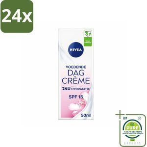 NIVEA - Essentials Dagcrème - Voedende Gezichtscrème - Voor droge huid - SPF 15 - Met Amandelolie - 50 ml - Voordeelverpakking - 24 stuks - NIVEA dagcrème - Voeden dagcrème
