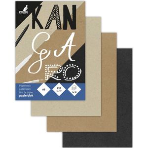 Kangaro papierblok - A5 - grijs, bruin, zwart - 220 grams FSC papier - K-460101