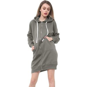 Lange Fleece Hoodie met Rits voor Dames en Meisjes - Casual Sweatshirt met Zak - Verkrijgbaar in S-3XL