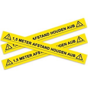 Houd afstand corona stickers  3 stuks - vloersticker - 50cm x 5cm - corona stickers - waarschuwingsstickers - antislip - covid-19-sticker