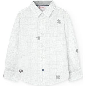 Boboli - Poplin Printed - Overhemd - Wit - Jongens - Lange Mouwen