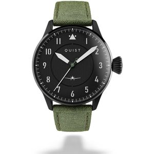 QUIST - Maverick herenhorloge - mat zwart - zwarte wijzerplaat - groene cordura horlogeband - 40mm