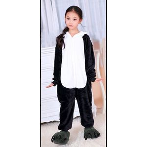 KIMU Onesie Kung Fu Panda Pak - Maat 140-146 - Pandapak Kostuum Zwart Wit Beer - Kinder Dierenpak Jumpsuit Pyjama Huispak Jongen Meisje Festival
