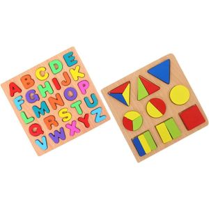 Tomaibaby Montessori Houten puzzel, 1 stuks, houten knop, puzzel, peg board, geometrische vorm, match, baby, educatief speelgoed