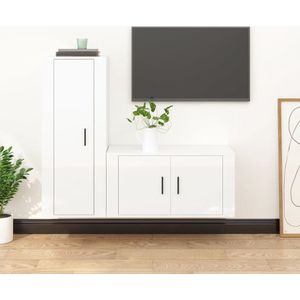 vidaXL TV-meubel Set - Klassiek ontwerp - Hoogglans wit - 80 x 34.5 x 40 cm - 40 x 34.5 x 100 cm - Kast