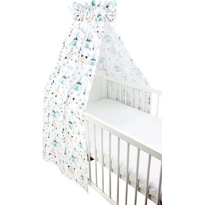 Goodivery ® Babybedhemel met strikken grijs/vos mint, afmetingen: ca. 160 x 240 cm