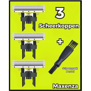 Maxenza - Vervangmesjes - Geschikt voor Philips OneBlade - Inclusief Reinigingsborsteltje - 3 Mesjes