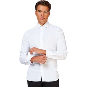 OppoSuits White Knight Shirt - Heren Overhemd - Casual Effen Gekleurd - Wit - Maat EU 43/44