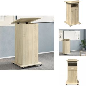 vidaXL Lessenaar - Lessenaars - Lezenaar - Spreekgestoelte - Lessenaar met wielen en lade 55x55x107 cm hout sonoma eiken
