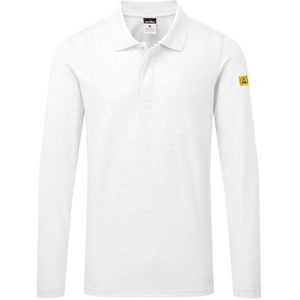 Portwest - AS23 - Polo - Wit - Lange Mouw - Antistatisch