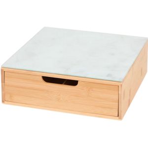 Opbergdoos voor koffie en thee - bamboe - 30x30x10 cm - Koffiecups - Bamboe koffiezetapparaat cuphouder