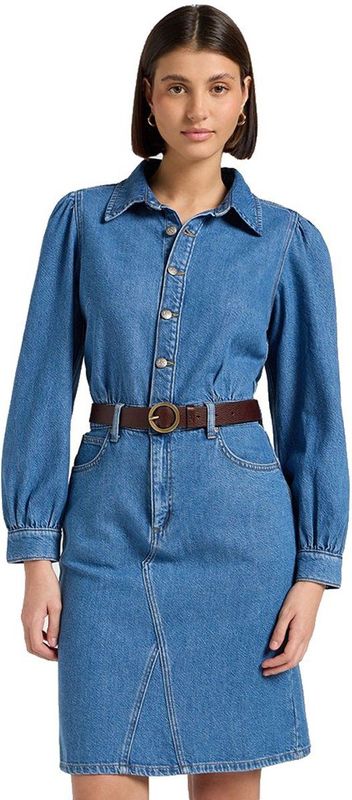 Lee - Long Sleeve Jurk - Blauw - A-lijn