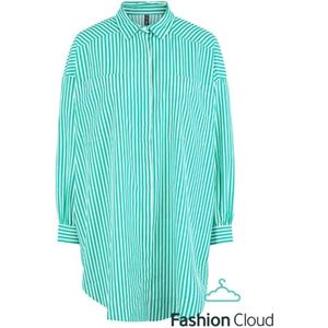 Pieces Fillu LS Oversized Shirt White/Symply Green GROEN L