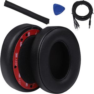 Vervangende Oorkussens voor Hoofdtelefoon - Kussens - Headset Covers - Oor Cups in Zwart - Geschikt voor Studio 2 3 - Bedraad & Draadloos - Zacht Leer - Memory Foam - Inclusief Oplaadkabel