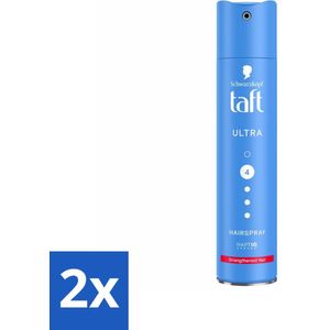 2 x Taft - Ultra 4 - Haarspray - Langdurige fixatie - 250 ml - Haarspray - Taft - Ultra Strong - Langdurige Fixatie - Haarverzorging