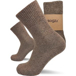 Wollen Thermo Sokken - Scheerwol - Warme Diabetes Sokken - Bruin - Set Van 2 Paar - Maat 35/38