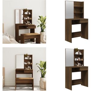 vidaXL Kaptafel met spiegel 74-5x40x141 cm bruineikenkleurig - Kaptafel - Kaptafels - Kap Tafel - Make-up Tafel