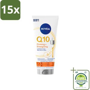 15 x NIVEA – Body Serum-Lotion – Q10 Verstevigend – 200 ml - Grootverpakking - Huid Verstevigen - Energie Huid - Hydratatie Huid - Q10 Serum - Vitamine C Huid