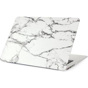Shop4 - Geschikt voor MacBook 13 inch Pro Hoes - Hardshell Cover Marmer Wit Grijs