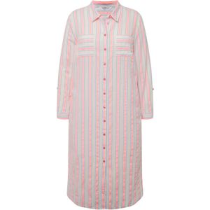 Angel of Style Angel of Style - Dames - Blouseachtige midi-jurk strepen overhemdkraag - Roze - Maat 56