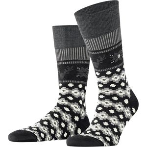 Burlington - Fair Isle Joy - Heren Sokken - Zwart - So Wol Gedessineerd - 1 Paar