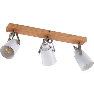 Lindby - plafondlamp - 3 lichts - metaal, hout - H: 15.8 cm - E14 - hout, wit mat