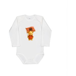 Beertje Albanië – Baby Rompertje Longsleeve Wit (0–3 mnd) |voetbal | baby