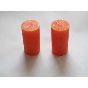 2x Rustik lys kaars cylinder, 70X135mm, Red orange