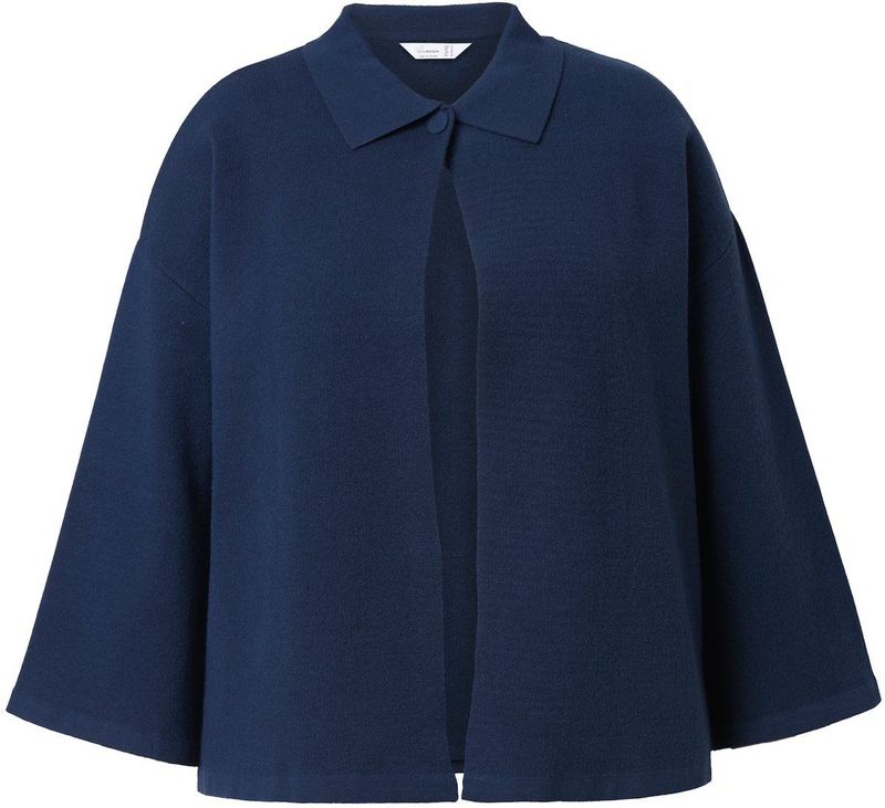 MIAMODA MIAMODA - Dames - Vest capemodel wijde 3/4-klokmouw - Donkerblauw - Maat 42+