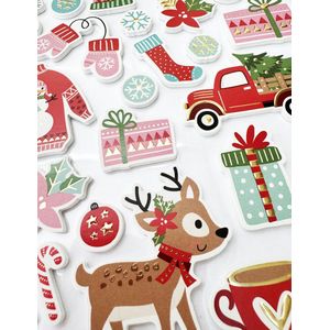 Puffy Stickers Kerst - Kerst Stickers - Stickers met Goudfolie - Stickers voor Volwassenen - Knutselen Kerst - Stickers - Stickervel Kerst - Knutselen Meisjes - Kaarten Maken - Kerstkaarten - Stickers voor Kinderen - Kerst Stickers