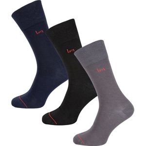 Undiemeister - Sokken - Sokken heren - Handgemaakt - 3-pack - Gemaakt van Mellowood - Hoge sokken - Blauw-Grijs-Zwart - Anti-transpirant - 47-49