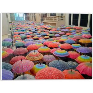 PVC Schuimplaat - Paraplu - Mensen - Regenboog - Kleuren - 40x30 cm Foto op PVC Schuimplaat (Met Ophangsysteem)