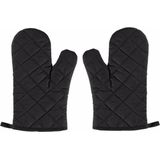 2x Zwarte ovenwanten/ovenhandschoenen keukentextiel - Keukenhandschoenen - Ovenwant/ovenhandschoen - Keukentextiel