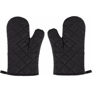 2x Zwarte ovenwanten/ovenhandschoenen keukentextiel - Keukenhandschoenen - Ovenwant/ovenhandschoen - Keukentextiel