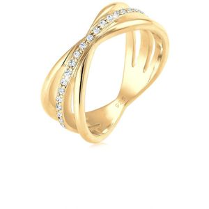 Elli PREMIUM Dames Ring Dames Ring met Kristallen in 925 Sterling Zilver Rose Goud Plated