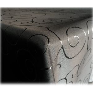 JEMIDI Tafelkleed ornamenten zijdeglans edele tafelhoes tafelkleed - Zwart - Vorm Eckig - Maat 130x160