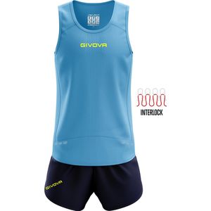 Sport kledingset Running/Hardlopen/ Fitness, Givova Kit New York KITA07,Turquoise/Navy blauw, maat XS