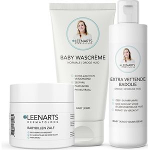 Drs Leenarts - Babyverzorgingsset - Extra Vettende Badolie, Baby Wascrème & Babybillen Zalf - Parfumvrij & zeepvrij
