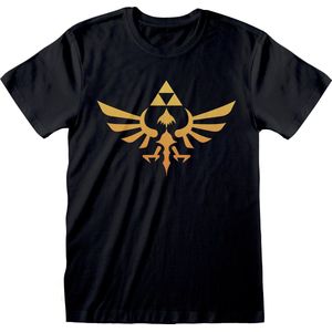 T-Shirt met Korte Mouwen The Legend of Zelda Hyrule Logo Zwart Uniseks - L