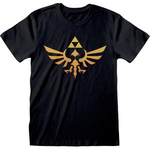 T-Shirt met Korte Mouwen The Legend of Zelda Hyrule Logo Zwart Uniseks - L