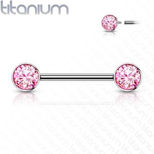Piercing titanium steen roze 16mm