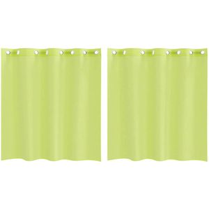 vidaXL - Gordijnen - Voile - met - doorvoertules - 2 - st - 140x140 - cm - appelgroen
