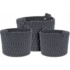 Set van 3 Grijze Touwmanden - Decoratieve Opbergmanden