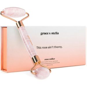 Gezichtsroller voor Huidverzorging - Rozenkwarts Steenroller voor Lymfedrainage - Gezichtsmassageroller voor een Stralende Huid